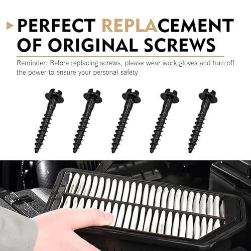 WZP 5PCS Air Box Bolt Screws, BAS01003 GM Air Box Cleaner Intake Retainer Screw, Replace for GM 6509605AA 11549031, Compatible with Dodge, Ram, Chevy (Black)