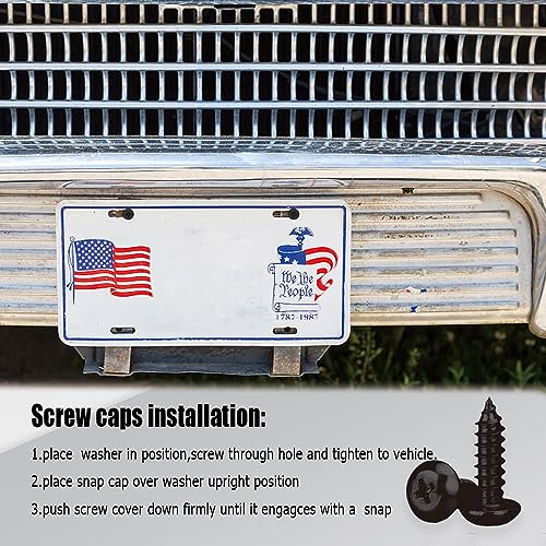 Anti Theft License Plate Screws, Tamper Resistant Mounting Hardware,1/4"(M6) Security Screw Set, Rust Proof Stainless Steel Bolts Fasteners Kit for Front Rear Frame Holder Mounting - color: Black