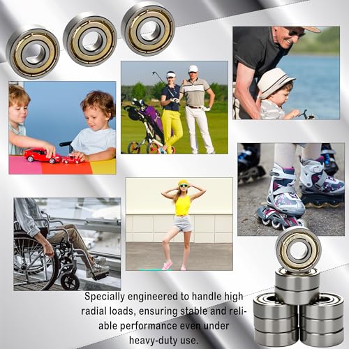 120 Pcs Ball Bearings 608 ZZ Double Metal Sealed Deep Groove Bearings Small Ball Bearings for Furniture Wheel Skateboards Inline Skates 3D Printer
