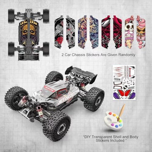 Jetwood 1:16 Fast RC Car, Brushless 42MPH Remote Control Car for Adults - High Speed 4WD RTR RC Truck with 2 LiPo Batteries & DIY Body, JC16EP Red