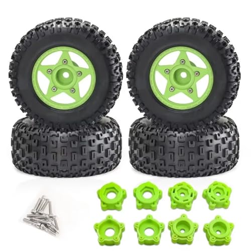 Rc Accessories for 4Pcs 109mm 1/8 1/10 Short Course Truck Tire with 12mm 14mm 17mm Wheel Hex(Green) - color: Green