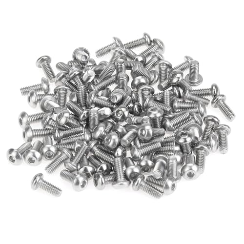105 Pieces M2.5 x 6mm Button Head Socket Cap Screws, Thread Pitch 0.45mm, Sutemribor M2.5 Screws, 304 Stainless Steel, Fully Threaded, Silver - size: M2.5 x 6mm, style: Button Head