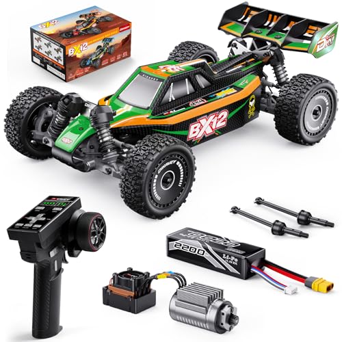 1/12 Brushless RC Cars for Adults,Remote Control Car for Fast RTR | Max 42 MPH 4X4 High Speed Racing RC Buggy with 3S 2200 mAh Battery,Fast Off-Road RC Truck,Suitable as Giftfor Beginner-Green - color: Green