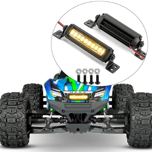 STMU Aluminum 10-LED RC Light Bar 2.16 Inch Roof Light Kit for 1/10 & 1/18 Scale RC Crawler Accessories Compatible with Axial SCX10 Traxxas TRX4 TRX4M Arrma Senton Redcat GEN7