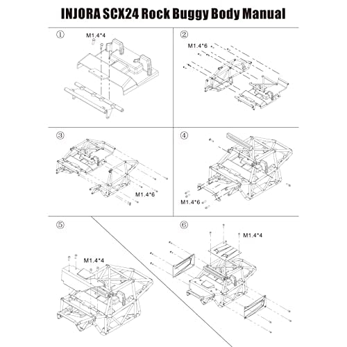 INJORA 34g Rock Buggy Body Shell Nylon Chassis Kit for SCX24 C10 JLU Bronco Base Camp 4Runner Axial 1/24 RC Crawler Car Upgrade Parts (Clear)