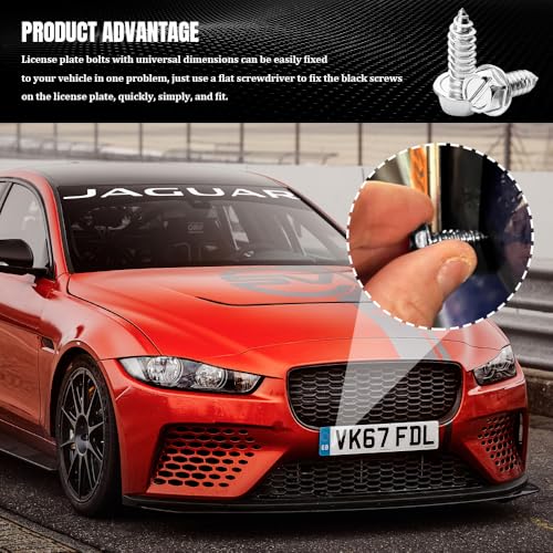 License Plate Screws, License Plate Screw Kit for Front & Rear Plates, 4PCS | Rust Proof License Plate Bolts, Stainless Steel Screws for US Domestic Vehicles & Select Imports - color: 4PCS Silver