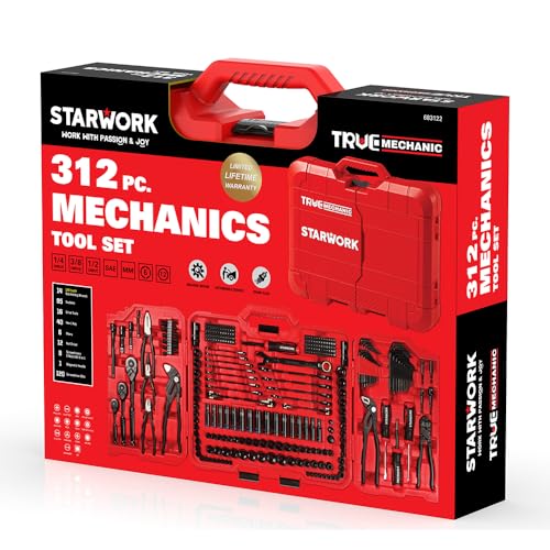 STARWORK TRUE MECHANIC™ 312-Piece Mechanics Tool Set and Socket Set, Professional【Pliers Wrench】 SAE/Metric - size: 312 PW