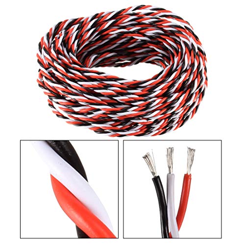 uxcell 28FT/8.5Meters 28AWG Servo Wire 3Pin Line Twist Extension Cable 30 Core Black/Red/White