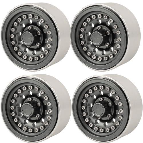 1/10 RC Crawler 4Pcs 1.9 Inch Beadlock Wheel Hub Rim Rims Aluminum Alloy for TRX4 TRX6 Axial SCX10 III AXI03007 GRT EX86190 RedCat,Five Hole nut (Titanium) - color: Titanium