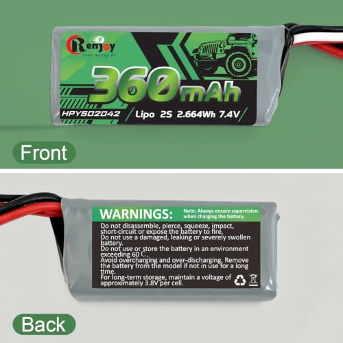 2PCS 7.4V Lipo Battery 2S 360mAh PH2.0 Plug Rechargeable Lithium Battery with RC Battery Aluminum Side Plate for RC Axial SCX30 Upgrade Crawler Car Trucks - color: 2pcs 360mAh, w/ battery tray