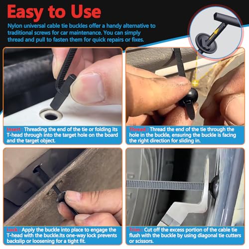 Universal Car Cable Tie Buckles, Upgrade Double-Sided Teeth Nylon PA66 Zip Tie Clips for Car Fender, Engine Cover, Mudguard Fastener, Automotive Replacement Screw Rivets Fixing(30Pcs) - size: 30Pcs