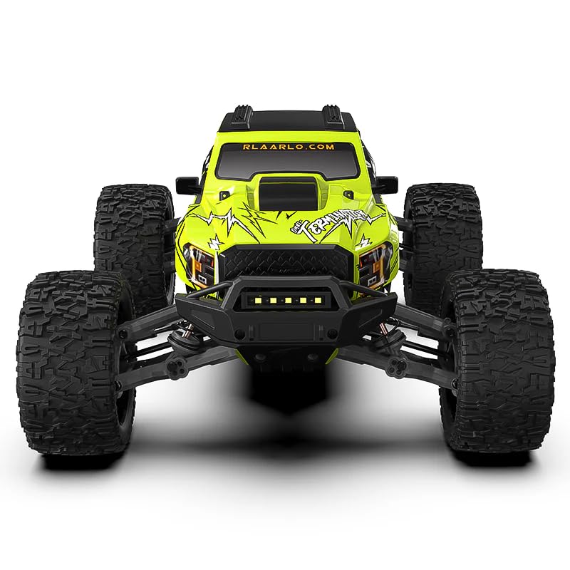 Helidirect Rlaarlo Carbon Fiber Mini 1/10 Scale Brushless Monster Truck 4WD Electric Off Road Monster Trucks RTR - Remote Control Car, RC Monster Truck 1/10 Scale (Green - RZ001G-A)
