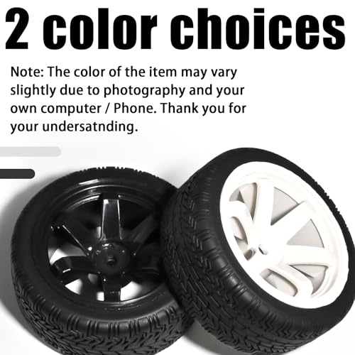 OD 2.65" On Road Rubber Tires Plastic Wheel Rims 12mm Hex for 1/10 RC Car | Compatible with MJX HSP Tamiya HPI Kyosho Traxxas Sakura Redcat WLtoys 1/10 RC On-Road Racing Touring Car (4pcs, White) - style: D-White