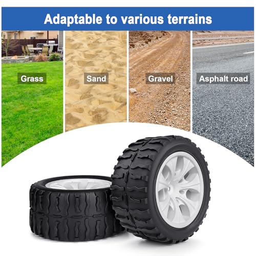 Pre-Glued GoHobby 1/10 RC Truck Tires 2.8" and 12mm Hex Wheels Fits for Traxxas Slash Rustler 4X4 Redcat Volcano EPX Pro Team Associated MT10 (Set of 4)