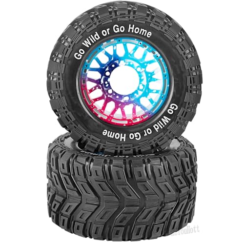 RC Truck Tires Wheel for 1/10 Big Rock Granite Vortek 3s / Stampede Rustler RC Car,4-Pack RC Wheels Tires,Colour - color: Colour- (Rc Tires Wheel)