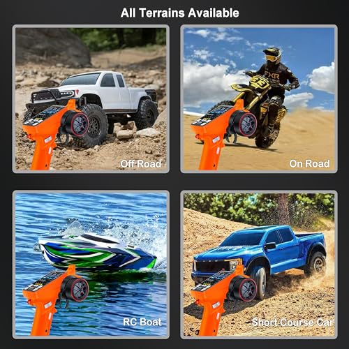 MEUS RACING ME-8A RC Transmitter 8 Channels 2.4GHz and Receiver with Coach Mode for 1/8 1/10 1/18 1/24 RC Crawler Car Boat TRX4 TRX4M SCX10 SCX24 Upgrades Parts (Orange) - color: Orange