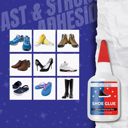 Adhesive Guru Professional Shoe Glue (4x0.7 oz), Shoe Sole Repair, Ultimate Shoe Repair Glue, Suitable for Sports Shoes, Sneakers, Boots, Sandals etc. Compatible with CA Accelerator - 4 Pack - size: 4 Pack, style: Shoe Glue