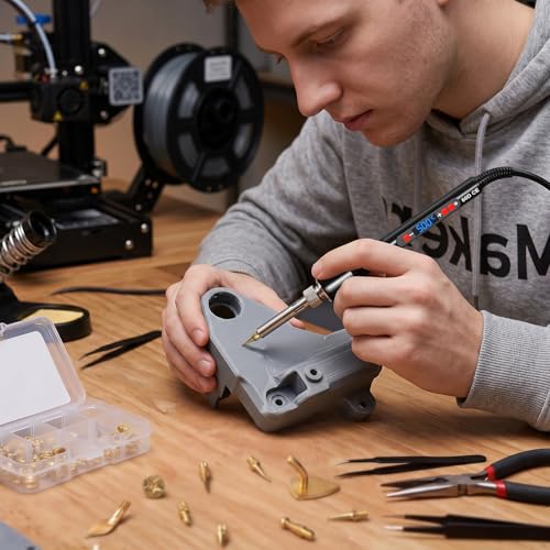 Threaded Inserts Set 130pcs M2-M8 and 9 Repair Tips Digital Soldering Iron | YUWEIC Heat Set Insert Tool,9 Repair Tips, 60w Digital Soldering Iron,130pcs M2-M8 Threaded Nuts for 3D Printer,Plastic Parts - size: M2-M8+130Pcs Heat Inserts
