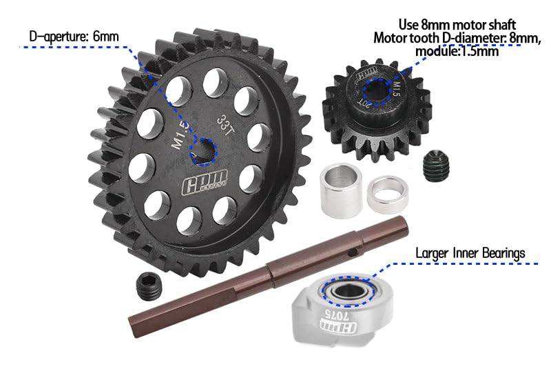 GPM Upgrade Parts for 1:5 Traxxas X Maxx 6S X Maxx 8S XRT 8S Monster Truck 40Cr Carbon Steel M1.5 Spur Gear 33T + Motor Gear 20T