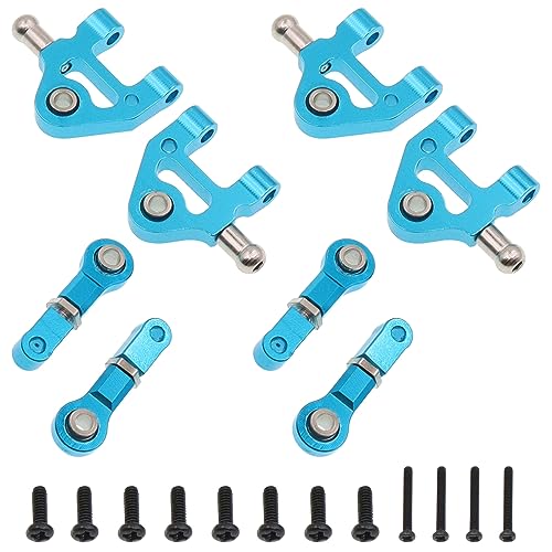 Aluminum Alloy Steering Knuckles Kit A-Arms Suspension Arm Rear Link Rod Shocks & Dogbones(CVD) Upgrade Parts Compatible with WLtoys K969 K979 K989 K999 P929 P939 284131 1/28 RC Car(Blue) - color: Blue