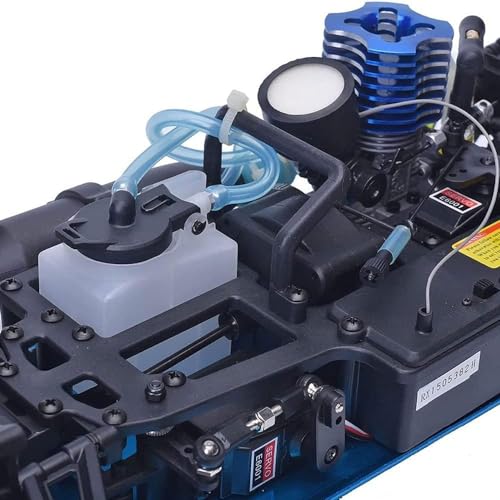 Nitro RC Cars for Adult 1/10 2.4G Professional Fast Drift Remote Control Car Two Speed Nitrogen Drive Truck 4WD 80KM/H Metal Chassis Gas Methanol Fuel Climbing Vehicle with Igniter (Black)