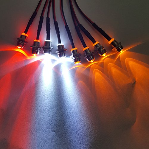 ShareGoo 8Leds LED Light Headlights Lighting Taillight Kit Compatible with Traxxas HSP Tamiya Redcat RC4WD Axial SCX10 RC Car Truck Tank Crawler,Red Orange White Led