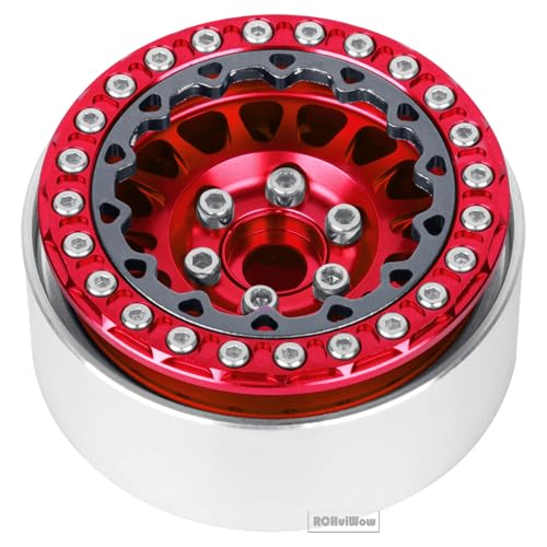 RC 1.9 Beadlock Wheels for 1/10 RC Crawler TRX4 TRX6 SCX10 90046 AX103007 VS4-10 MST CFX RC4WD D90 Red cat Gen8 7,Alloy Aluminium 1.9 rc Beadlock Rims 1.9 rc Wheels,4PCS,Red - color: Red(4pcs)