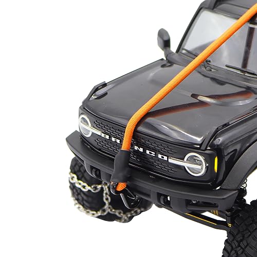 1/18 1/24 RC Crawler Elastic Force Escape Rope Kinetic Winch Strap with Hooks for TRX4M K10 SCX24 FCX24 K5 AX24 Upgrade (Red&Black) - color: Red&Black