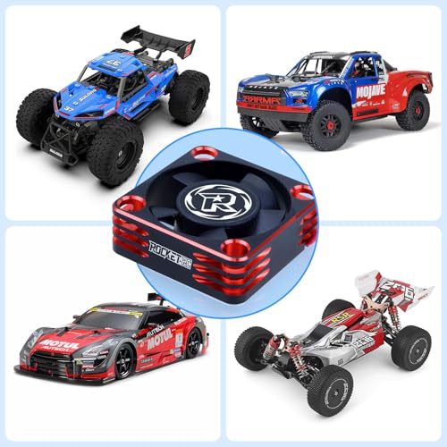 Surpass Hobby ESC Cooling Fan Heat Dissipation 28000RPM RC Cooling Fan Fitted Turbo ESC A3 for RC Car 1/8 1/10 (Red&Black) - color: Red&Black