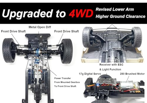 HLSFWDRIVE RC Kei Truck WPL D14 RC Car Drift Off Road 4WD Suzuki RTR | 1/10 Scale RC Drift Car 280 Motor 2.4 GHz Proportional Control Carry Vehicle Revised Chassis Hobby Toy Adult