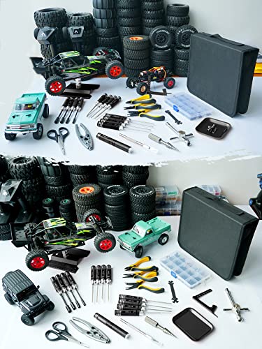 OGRC Screwdriver Set, RC Repair Tools, RC Tools, RC Car Screw Kit - 26pcs | RC Car Boat Helicopter Tools, Include Screwdriver (Flat, Phillips, Hex), Work Stand, Screw, Pliers, Body Reamer, Wrench, Tray - color: Black