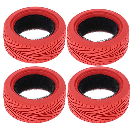 1/10 RC On-Road Car Tyres,WONFAST 4PCS 65mm Grain Drift Rubber RC Tire Replacement for 1/10 RC On Road Run-flating Racing Car for HSP Tamiya HPI (Red) - color: 65mm-Red