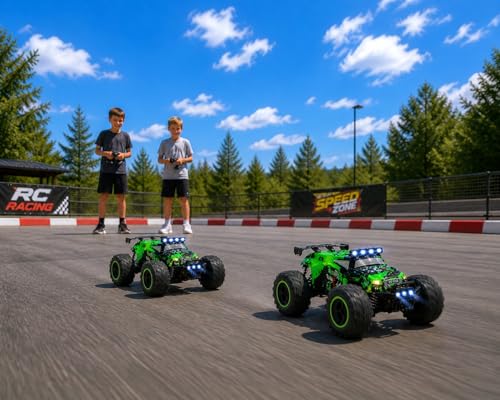 High Speed Xtreme RC Crusher 4WD Monster Truck – 2.4GHz Off-Road Remote Control Car with Lights, Suspension & Large All-Terrain Tires, Up to 8 MPH High-Speed RC Truck for Kids Ages 5+