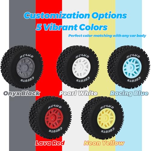 RCAWD Mojave Grom & 1/16 Slash 4X4 Pre-Glued Wheel Tire Set, Balance Grip & Durability Nylon Rubber 12mm Hex Adapter 4mm for Traxxas & ARRMA Upgrades Part All Terrain Adaptation 4pcs Yellow - color: Yellow