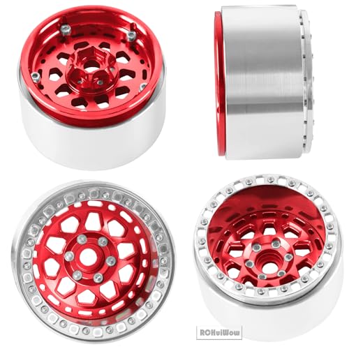 2.2" Beadlock RC Wheels for 1/10 RC Crawler SCX10 Capra,AMG 6x6,TRX4,Red cat Gen8 Everest Gen7 Pro,Alloy Aluminium rc Wheels 2.2 Beadlock Wheel 2.2 rc Rims,4pcs,Red - color: Red(4pcs)