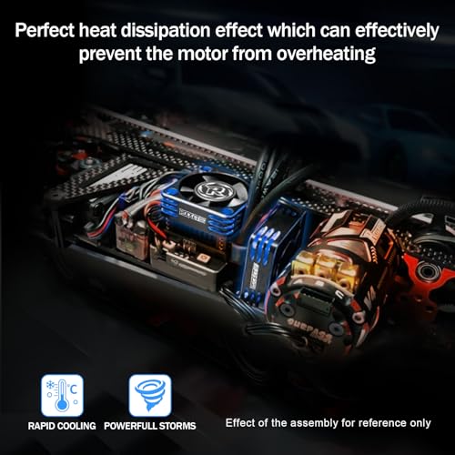 Surpass Hobby 40mm Motor Cooling Fan 16000RPM RC Cooling Fan Motor ESC Heat Dissipation for 1/10 1/8 RC Car (Black Blue) - style: Black Blue