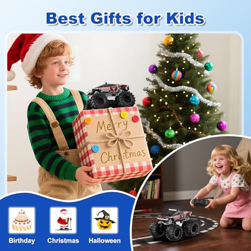 Amphibious Remote Control Car, 1:18 Waterproof Monster Truck Toys RC Cars, 2.4GHz RC Trucks 4WD All Terrain Off-Road Pickup, Kids Christmas Birthday Presents for Boy Girl Toys Age 6 7 8 9 10 11 12 - color: Black