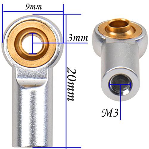 12Pack Vgoohobby Aluminum M3 Tie Rod End Link Rod Ball Head Joint CW Holder 20mm Compatible with Tamiya Axial Redcat HPI Traxxas HSP 1/10 RC Truck Crawler Car (Silver) - color: Silver