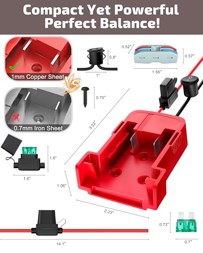 4-Pack 18V for Milwaukee M18 Battery Adapter for Power Wheels Battery Upgrade Conversion Kit with Switch Fuses Wire Connectors 12AWG Wire Power Tool Drill Battery Converter Adapter for DIY RC Car, Etc - size: 4-Pack with Switch