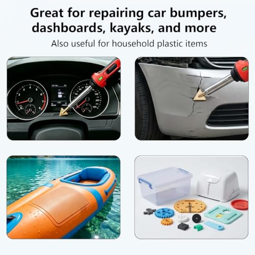 100W 2-in-1 Plastic Welder Kit with Soldering Iron Tips and 56 Rods, 3-Speed Temperature Control Plastic Welding Gun, Professional Surface Repair Tool for Car Bumper, Dashboard, Kayak