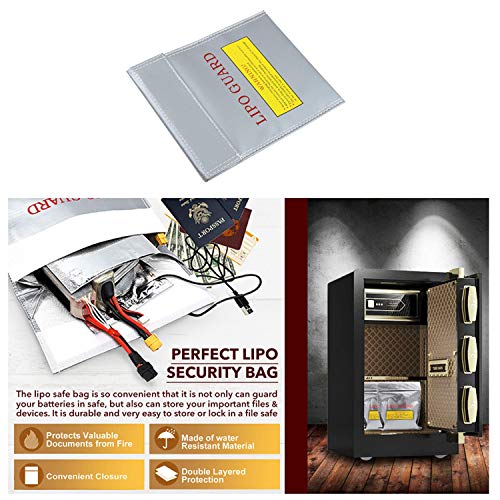 RLECS RC Lipo Safe Bag Fireproof Lipo Guard Silver Lithium Charging Bag High Temperature Resistant Battery Sack 23x30cm - size: Lx1