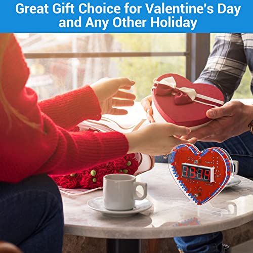 MIOYOOW Heart Shaped 4-Digit DIY Clock Kits with Rotating LED Lights, SMT/SMD Soldering Practice Kit, DIY LED Heart Alarm Clock Soldering Projects for School Learning Electronics - color: Heart Shaped 4-digit Diy Clock Kits