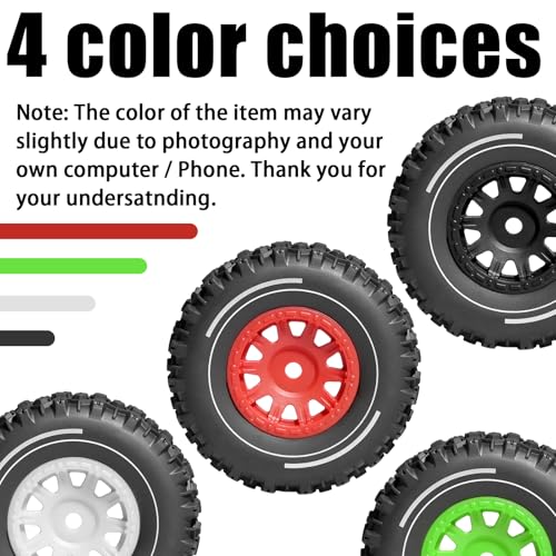 Pre-glued 64mm Wheels &Tires with 12mm Hex for 1/14 Truck, Green | Rubber Tire and Nylon Rim for ARRMA Mojave GROM, HPI, Traxxas Slash, Tamiya, Toyota, WLtoy 1/14 1/16 1/18 RC On/Off-Road Car - color: Green