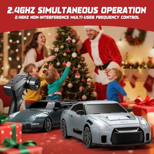 1/24 4WD RC Drift Car, 2.4GHz 20KM/H High Speed Remote Control Racing Car with Drifting Tires, Gift for Kids Adults - color: White