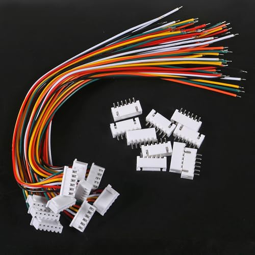 10Pairs JST-XH Connector Kit, XH 2.54mm 6 Pin Header Male and Female Connectors Plug Adapter with Flat Wire Cable 200mm 26AWG Compatible with JST XH (6P) - color: 6P