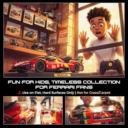 BEZGAR Licensed Ferrari 499P 1:24 Scale RC Remote Race Car Toy for Boys | Official Ferrari Replica, 2.4Ghz Remote, Ideal Toy for Boys 6-8, 8-12 & Adults, Electric Racing, Hobby Collectible Model - color: Ferrari-1:24 Ferrari 499p