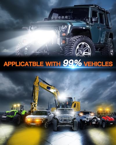 LED Light Bar,LEDMIRCY 7 Inch Lights Bar Kit with Rocker Switch 6 Modes | White/Amber Offroad Lights with Memory Function Strobe Flashing Light with Wiring Harness for Trucks Boat Tractor Etc