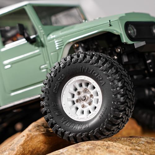 INJORA 1.0" Aluminum Beadlock Wheels 0mm Offset for 1/18 1/24 RC Crawler Upgrade, W1056(White) - color: White