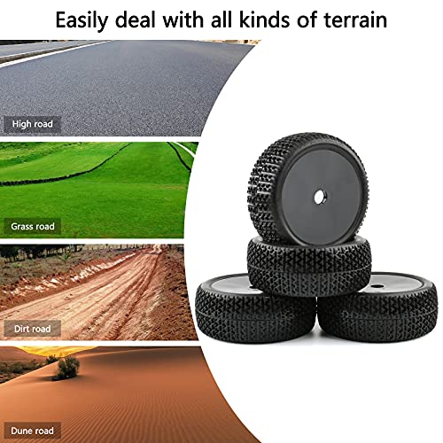 17mm Tires & Hard Dish Wheels with Drive Hex Adapters | 4pcs, For 1/8 Buggy RC Racing Car, Kyosho Tamiya Redcat HPI Traxxas AE Losi TLR HSP, 94762 94081 - color: Black Hard Dish
