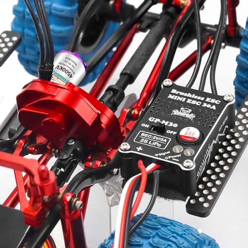GOUPRC Upgrade 30A Brushless ESC & 1224 4500KV Brushless Outrunner Motor with Transmission for SCX24 RC Crawler Axial 1/24 RC Crawler Buggy Truck - color: Red Transmission